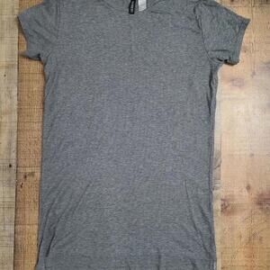 H m divided Dress Gray Ribbed Short Sleeve 90s Summer T Shirt Dress